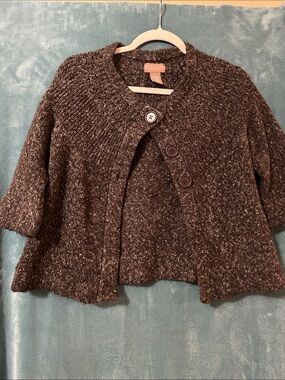 Kenar Dark Charcoal Button-Front Short Cardigan